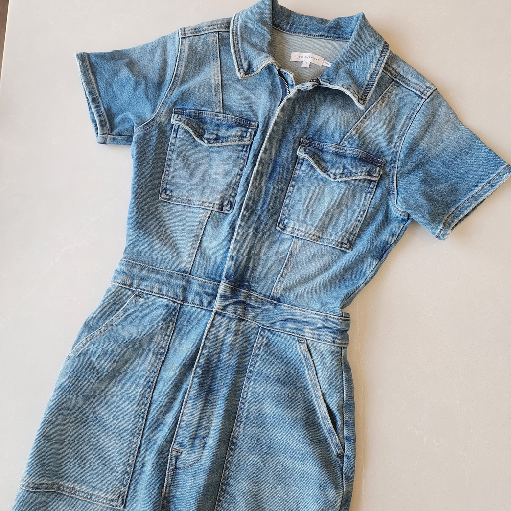 Denim Short Sleeve Jumpsuit